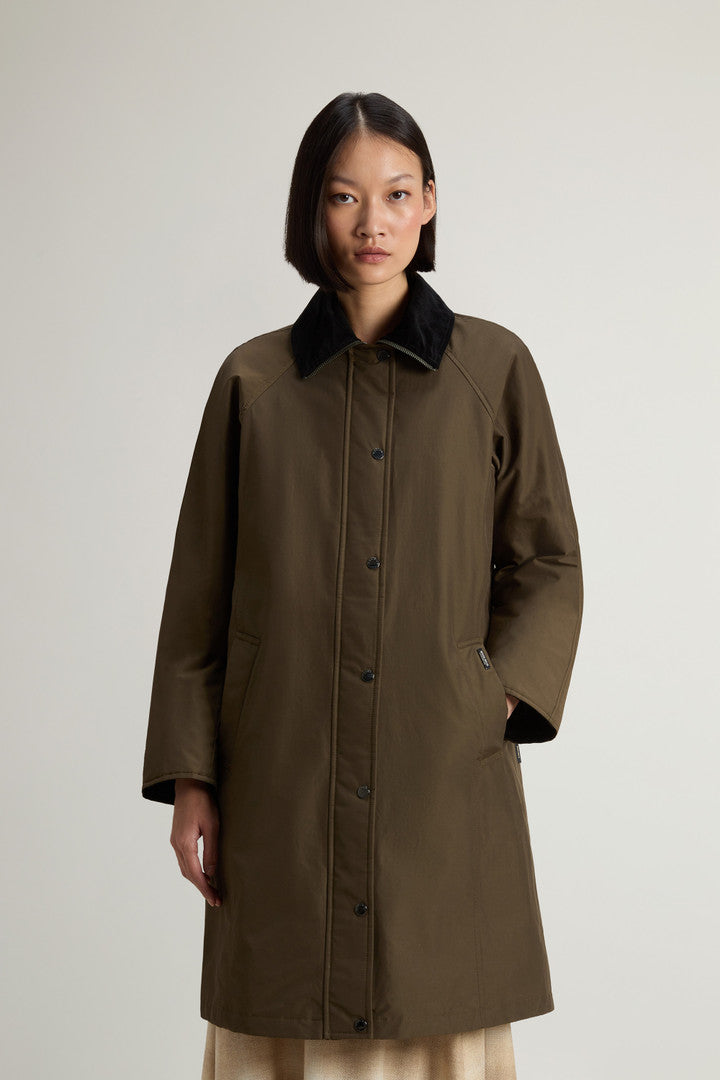 Ramar Cloth Coat with Corduroy Collar Dark Green