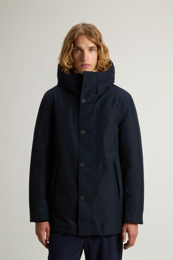 Waterproof Parka in Recycled Two-Layered GORE-TEX Fabric Melton Blue