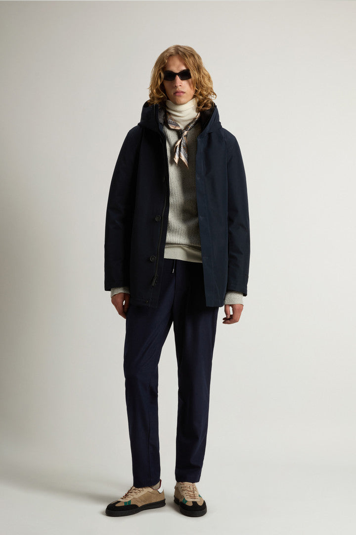 Waterproof Parka in Recycled Two-Layered GORE-TEX Fabric Melton Blue