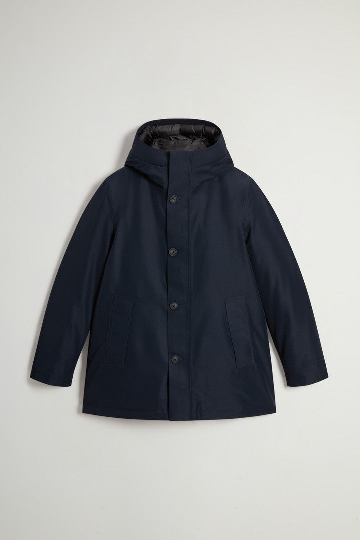 Waterproof Parka in Recycled Two-Layered GORE-TEX Fabric Melton Blue
