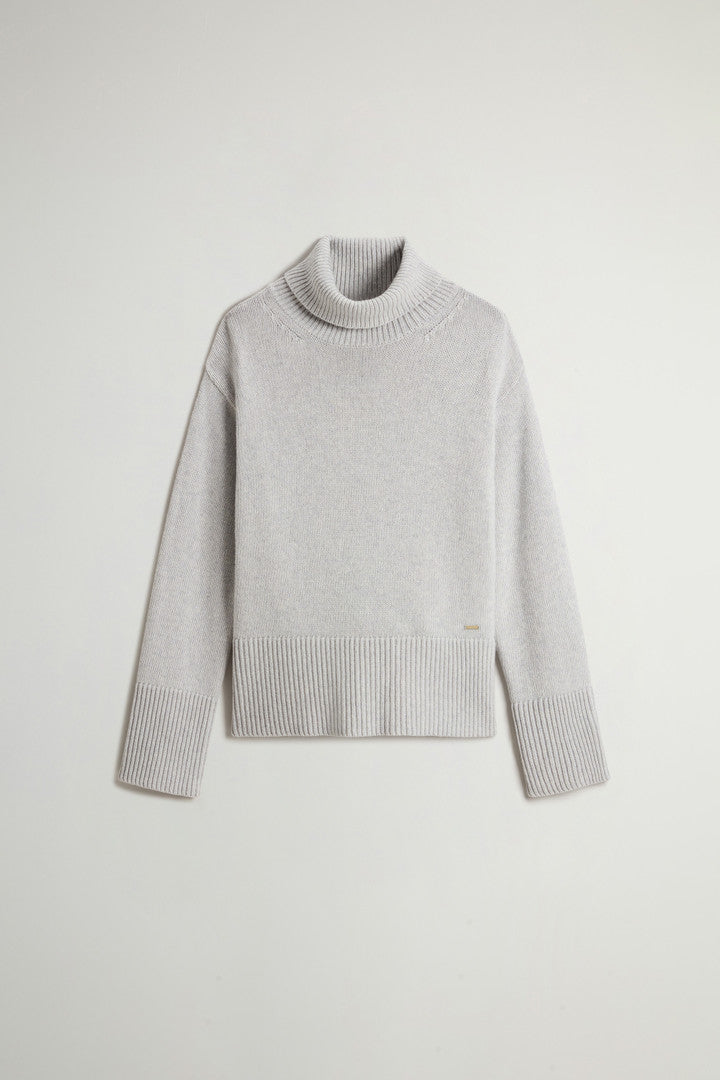 Pure Wool Turtleneck Sweater Light Grey Melange