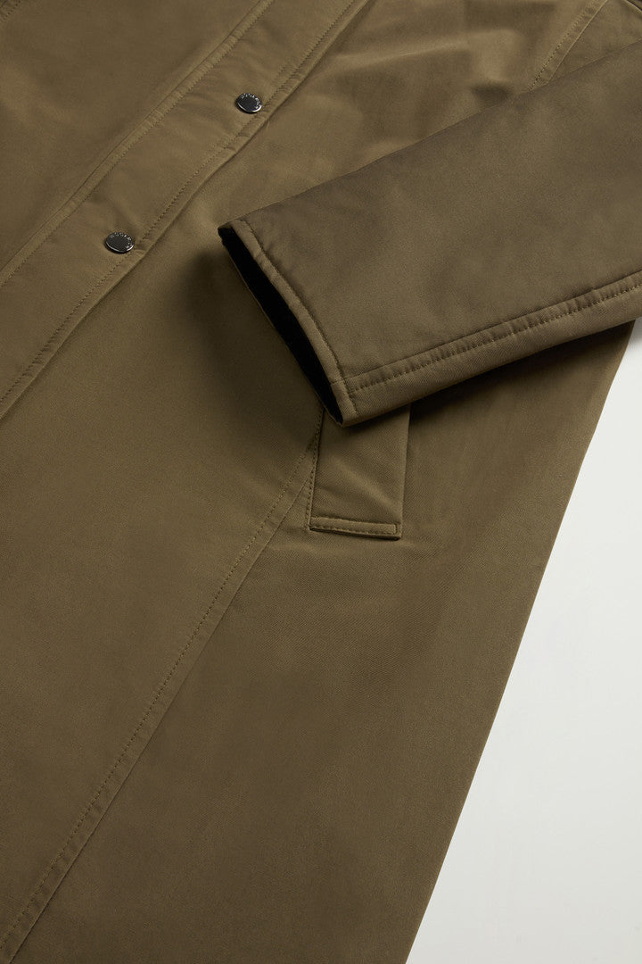 Ramar Cloth Coat with Corduroy Collar Dark Green