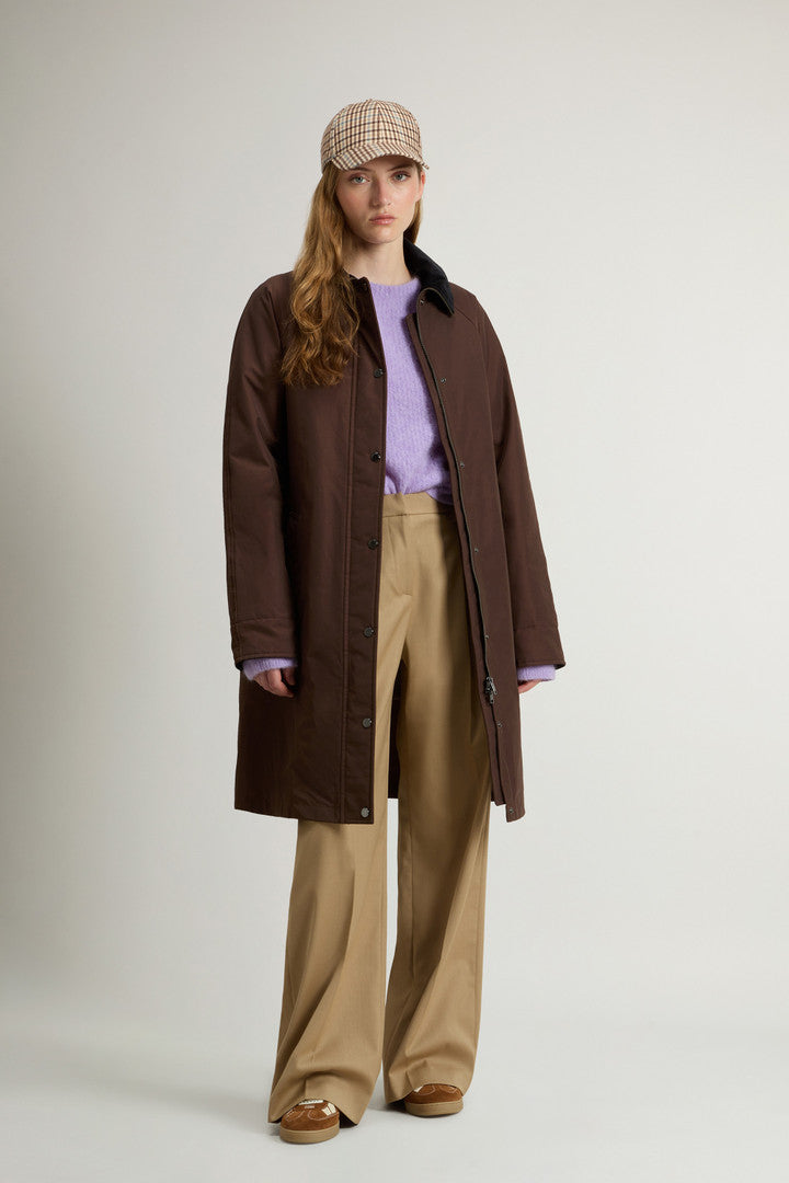Ramar Cloth Coat with Corduroy Collar Soil Brown